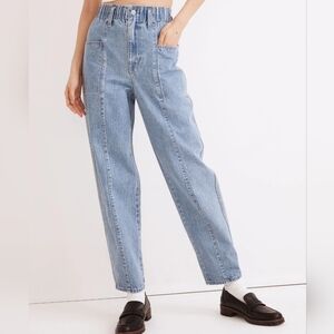 Madewell Pull-On Balloon Jeans in Closson Wash: Paperbag Edition